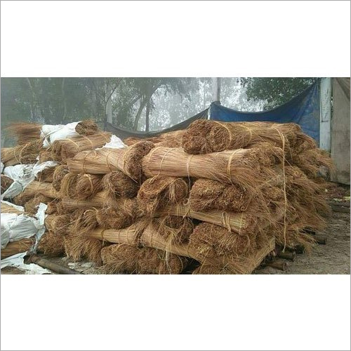 Tied coconut stick bundles stacked